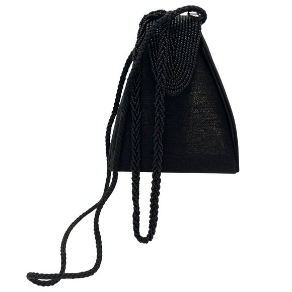 Formal Prom Bridal Evening Shoulder Mini Hand Bag Clutch Purse Black Beaded READ - Picture 7 of 12